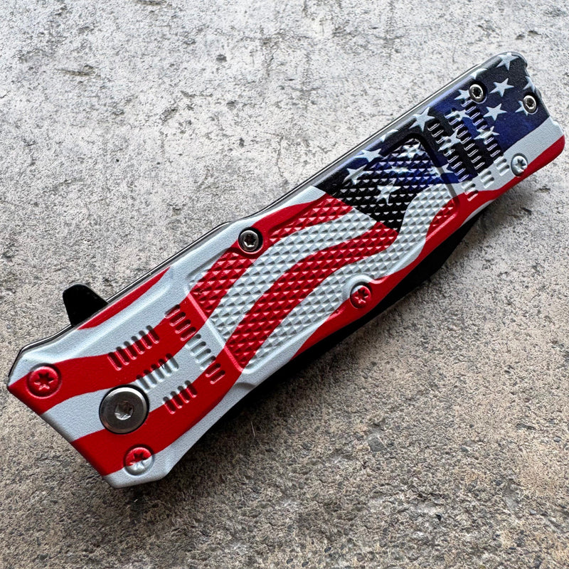 8" Tanto Blade USA Flag Pocket Knife