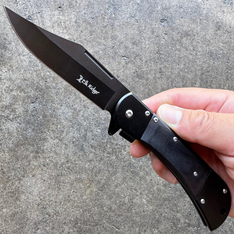 8" Classic Gentleman's Spring Assisted Folding Open Pocket Knife - Black