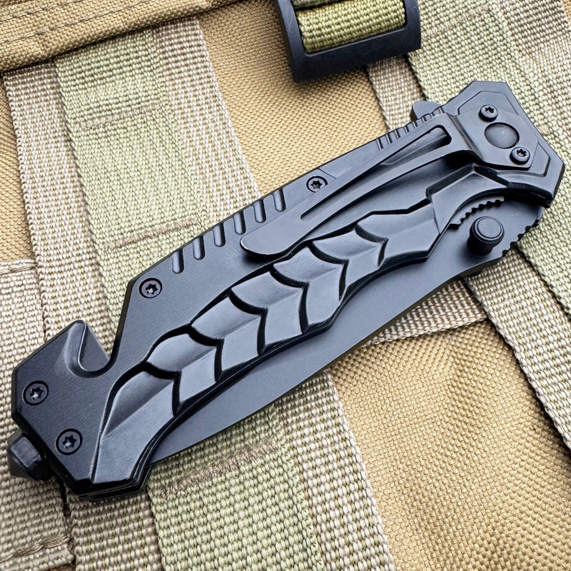 8" Pocket Knife with Belt Cutter and Glass Breaker