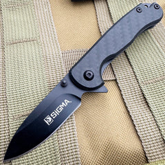 Pocket Knife – 3mm Black Blade, Carbon Fiber Handle