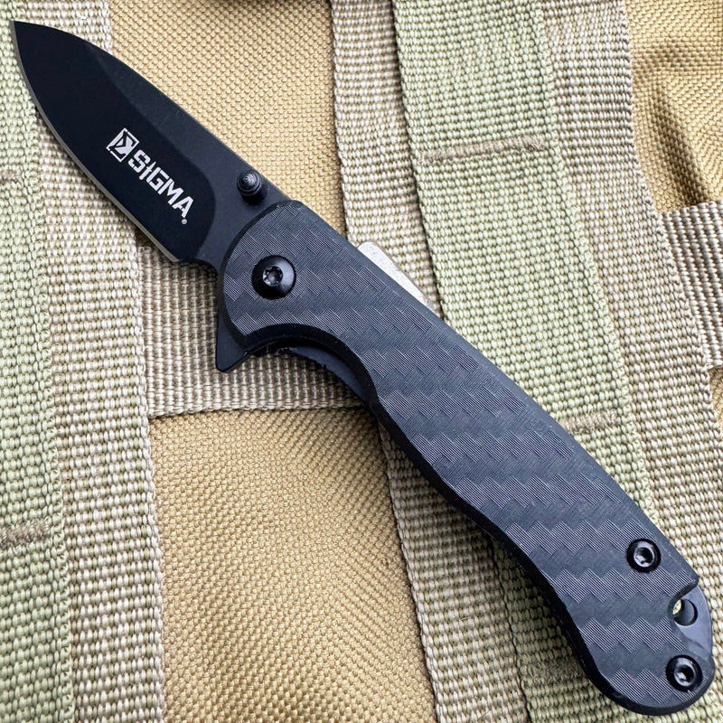 Pocket Knife – 3mm Black Blade, Carbon Fiber Handle