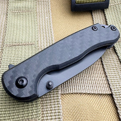 Pocket Knife – 3mm Black Blade, Carbon Fiber Handle
