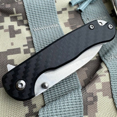 Pocket Knife – 3mm Silver  Blade, Carbon Fiber Handle