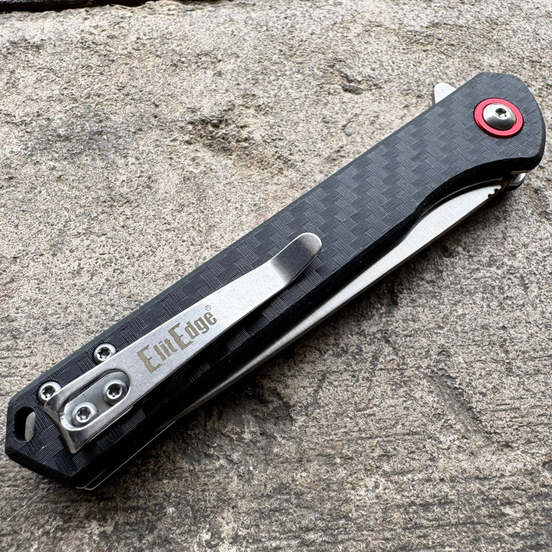 8" Black Carbon Fiber Pocket Knife