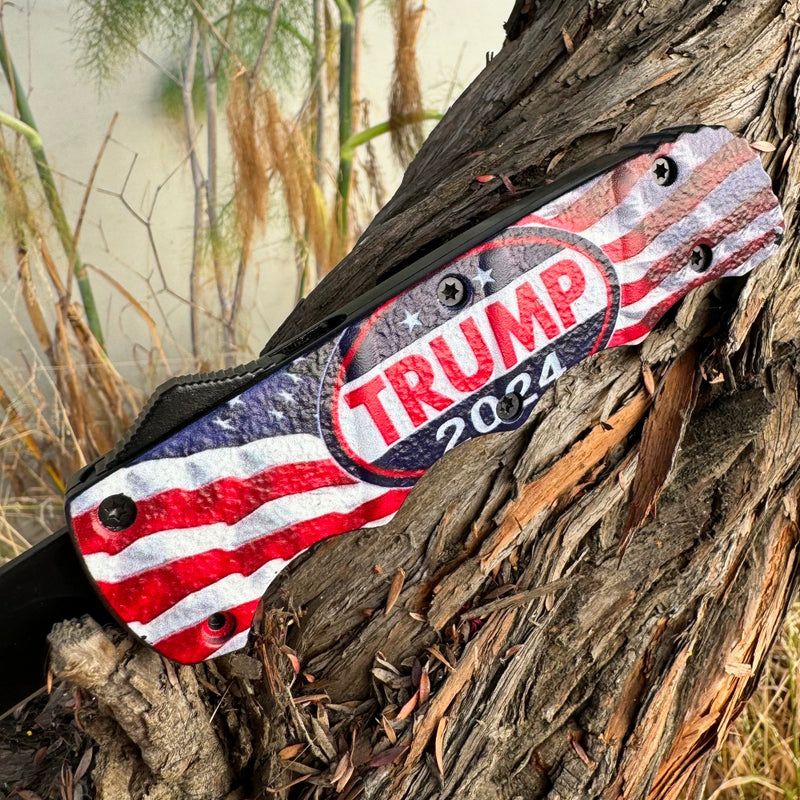 8.75" Trump 2024 American Flag OTF Folding Pocket Knife