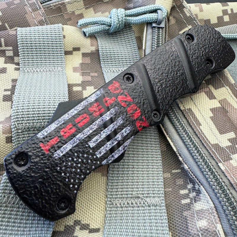 8.75" Black Trump 2024 American Flag OTF Folding Pocket Knife