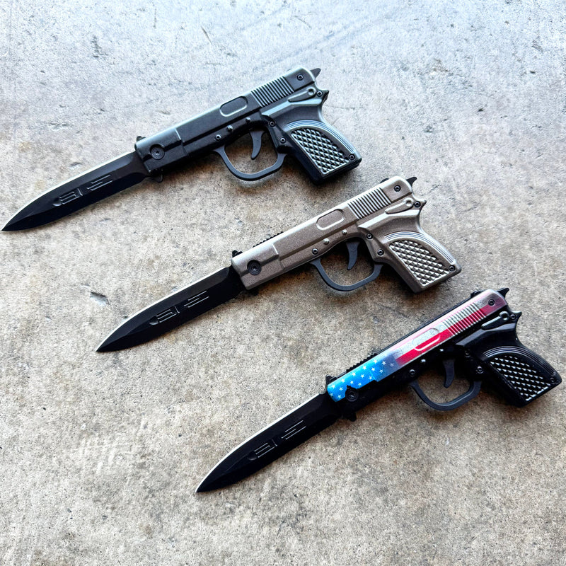 Top-Open Trigger Mechanism Pistol Gun Pocket Knife
