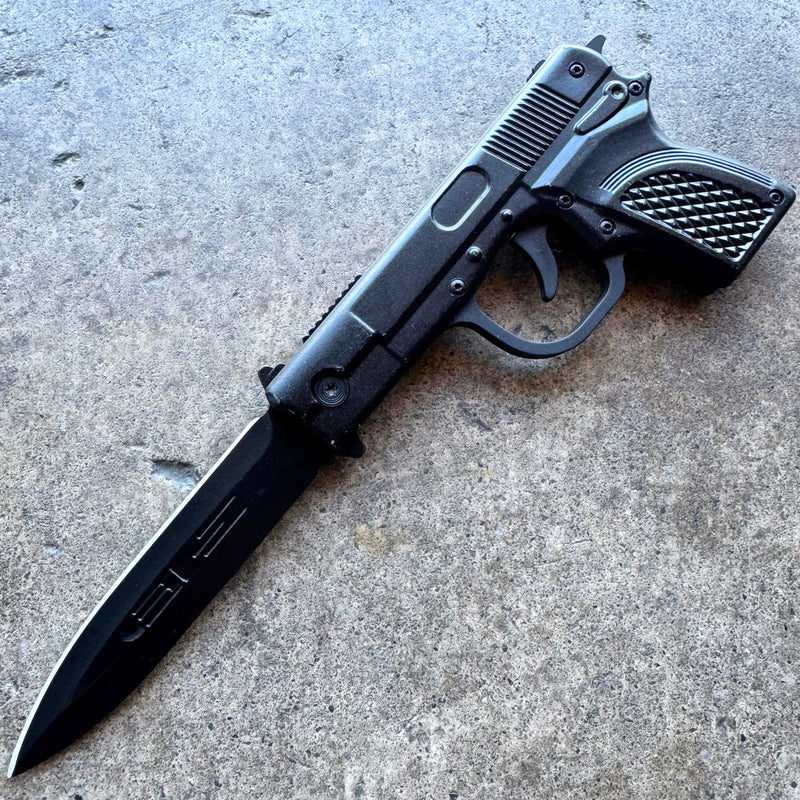 Top-Open Trigger Mechanism Pistol Gun Pocket Knife