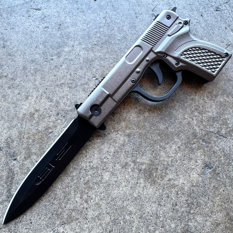 Top-Open Trigger Mechanism Pistol Gun Pocket Knife