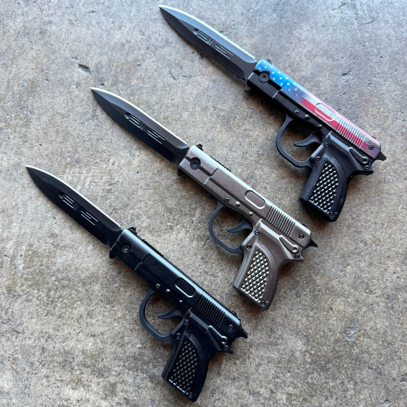 Top-Open Trigger Mechanism Pistol Gun Pocket Knife