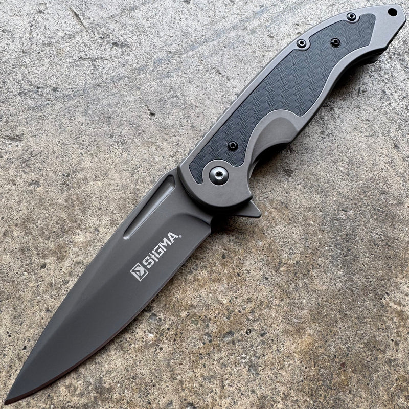 Sigma Outdoor Tactical Ball Bearing Assisted Pocket Knife w Carbon Inlay