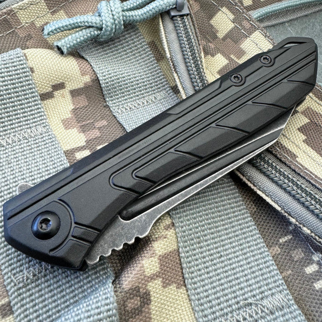 Stonewashed Black Pocket Knife