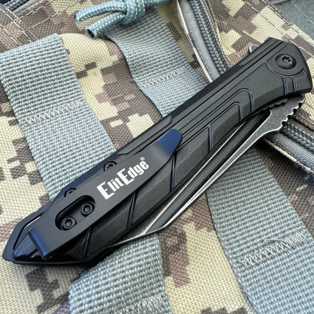 Stonewashed Black Pocket Knife