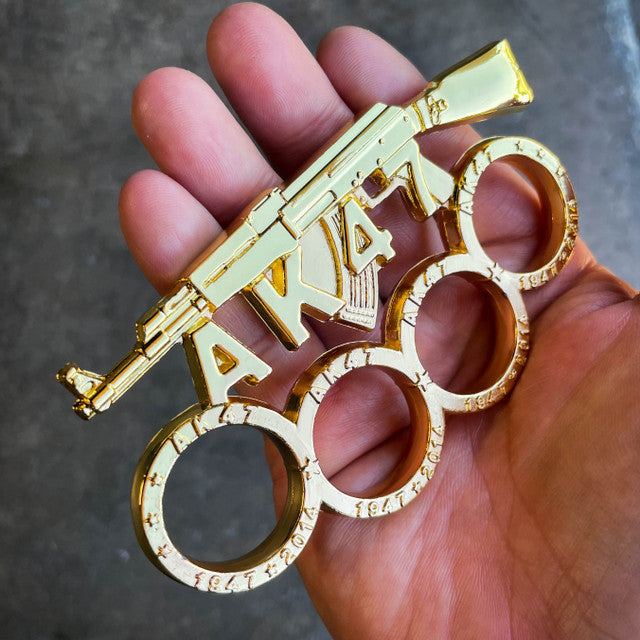 Gold AK-47 Rifle Paperweight AK47 Gun Knuckle