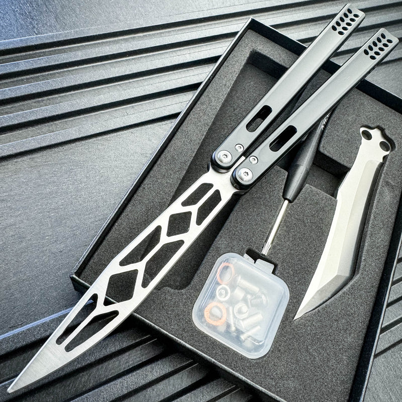 Archit Butterfly Knife Balisong Trainer Dull + Live Blade Set + Tools