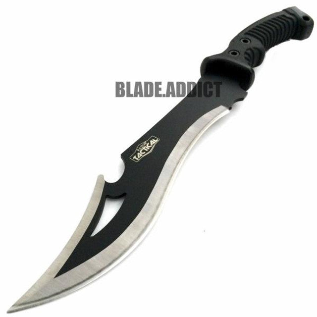 15.5" Black HUNTING SURVIVAL FIXED BLADE MACHETE Tactical Knife