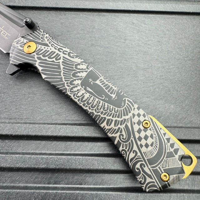 STEC Military Tactical Spring Assisted Folding Pocket Knife Trailing Point Blade