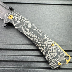 STEC Military Tactical Spring Assisted Folding Pocket Knife Trailing Point Blade