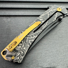STEC Military Tactical Spring Assisted Folding Pocket Knife Trailing Point Blade