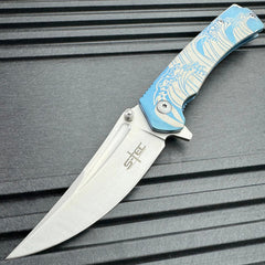 STEC Military Tactical Spring Assisted Folding Pocket Knife Trailing Point Blade