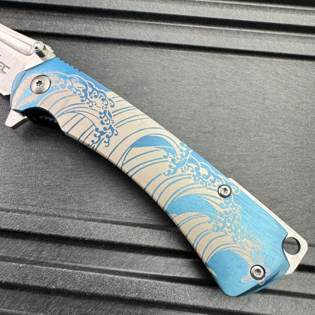 STEC Military Tactical Spring Assisted Folding Pocket Knife Trailing Point Blade
