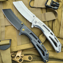 Military Tactical Spring Assisted Open Folding Pocket Knife Cleaver Blade NEW