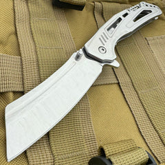 Military Tactical Spring Assisted Open Folding Pocket Knife Cleaver Blade NEW