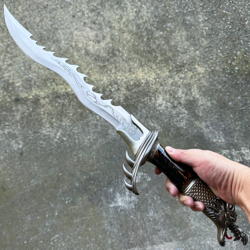 24" Fantasy Dragon Kris Blade Knife Sword Machete Saber Dagger w/ Display Stand