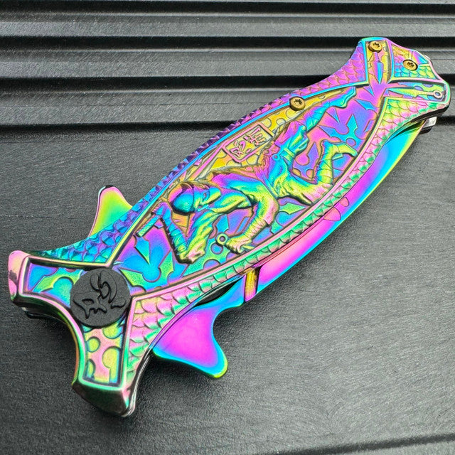 Ninja Ninjutsi Rainbow Fade Spring Assisted Pocket Knife