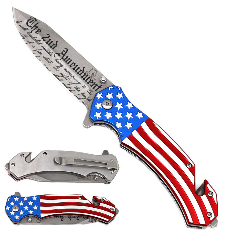 USA American Flag Patriotic 2nd Amendment Pocket Knife