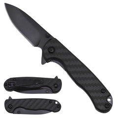 Pocket Knife – 3mm Black Blade, Carbon Fiber Handle