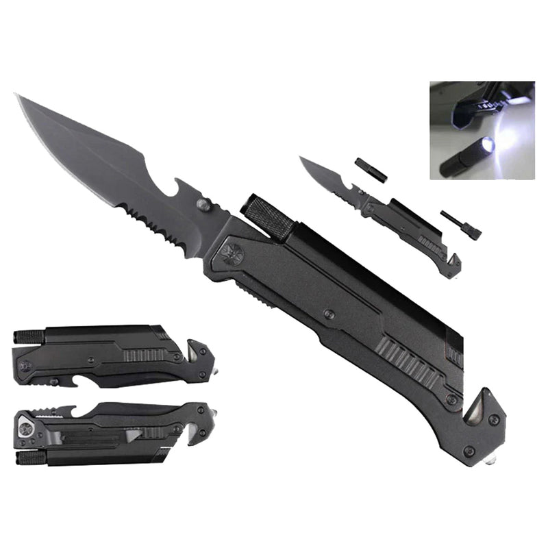 8.5" Survival Rescue Pocket Knife w/ LED Light