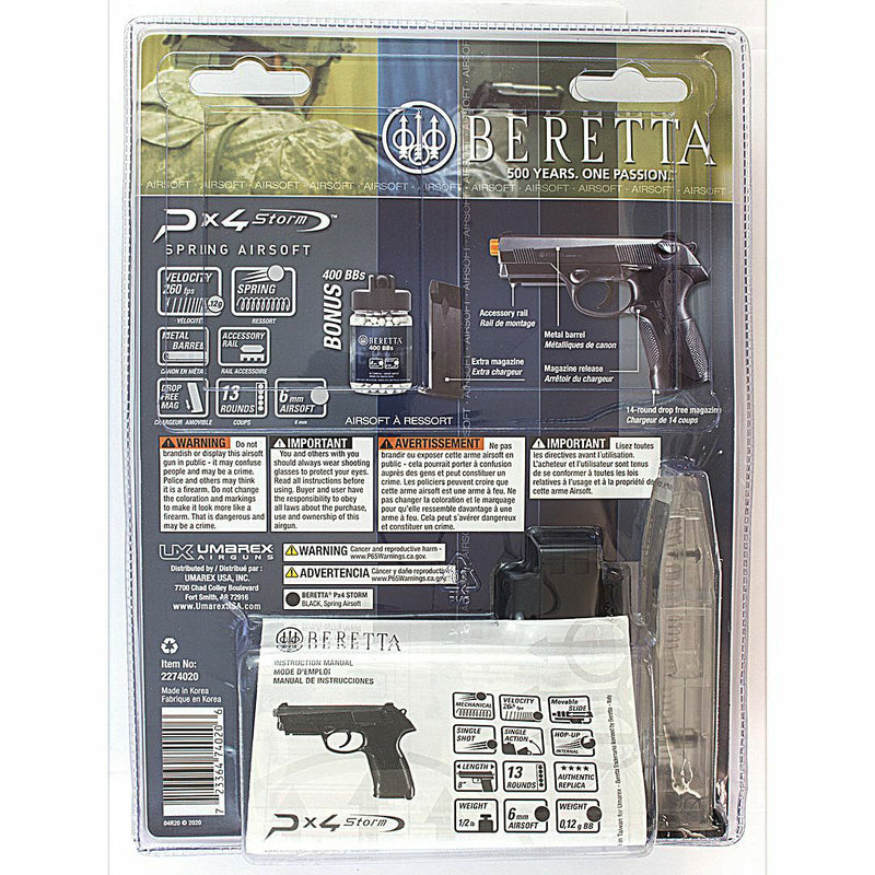 BERETTA PX4 STORM LICENSED SPRING AIRSOFT PISTOL HAND GUN - BLADE ADDICT