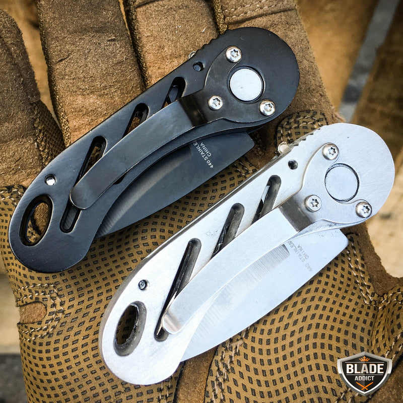 5" Mini Tactical Stainless Steel Push Button SWITCH Folding Open Blade Pocket Knife - Choose A Color - BLADE ADDICT