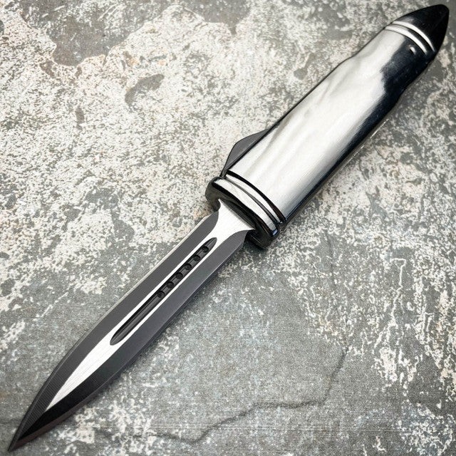 50 CAL Bullet Handle Auto OTF Grey - BLADE ADDICT