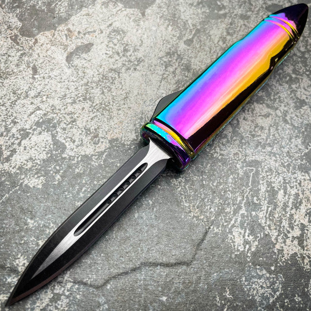 50 CAL Bullet Handle Auto OTF Rainbow - BLADE ADDICT