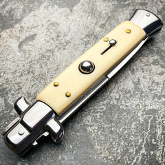 Ivory Italian Stiletto Switch Blade Pocket Knife - BLADE ADDICT