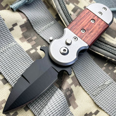 Mini Auto Wood Pocket Knife - BLADE ADDICT