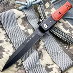 TAC FORCE MILANO STILETTO Pocket Knife Wood - BLADE ADDICT