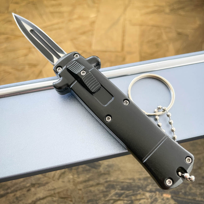 Black Mini Stiletto OTF Knife Keychain
