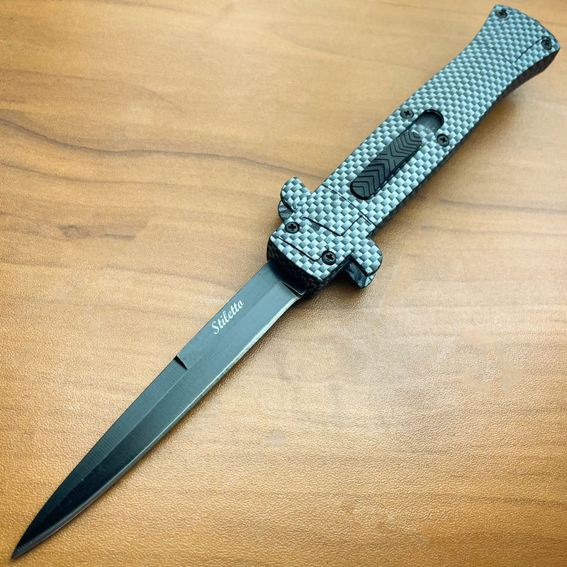 9" Stiletto OTF (Choose One) Carbon Fiber - BLADE ADDICT