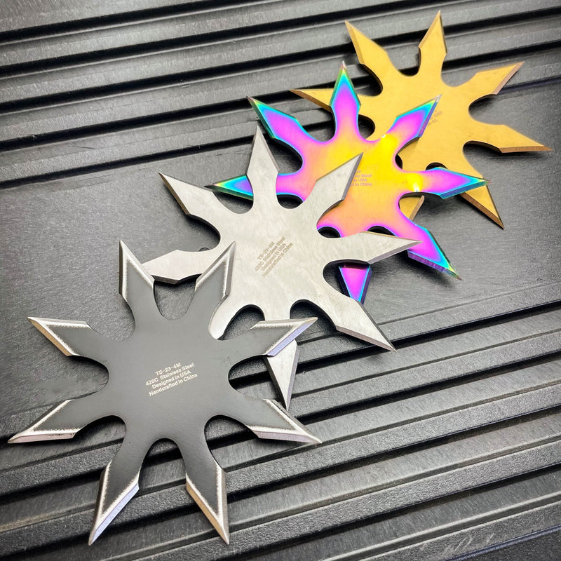 8 Point Black Silver Ying Yang Shuriken Throwing Ninja Star - BLADE ADDICT