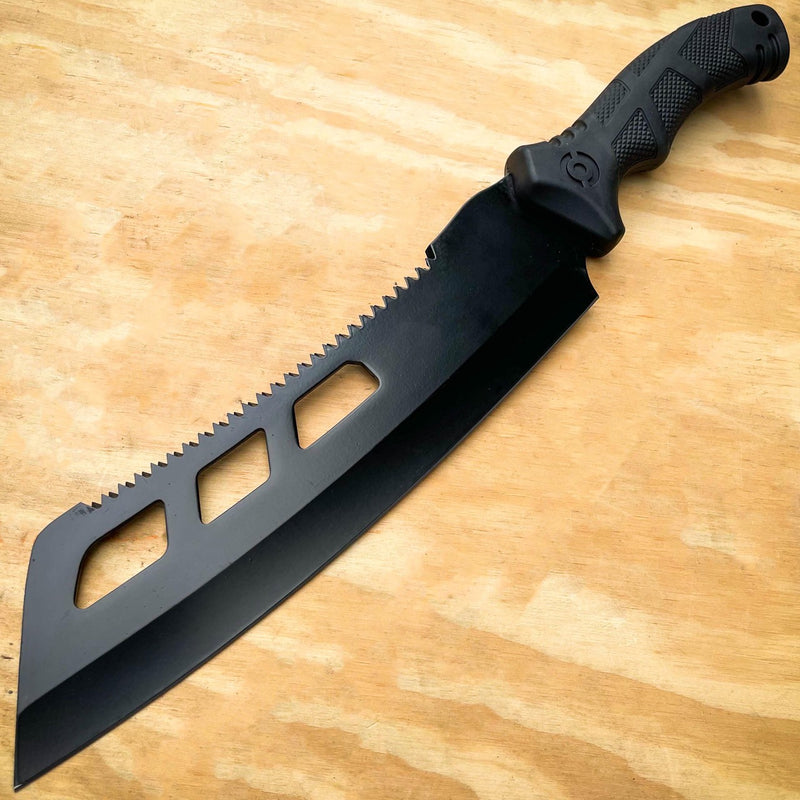 15.75" Cleaver Fixed Blade Machete Black - BLADE ADDICT