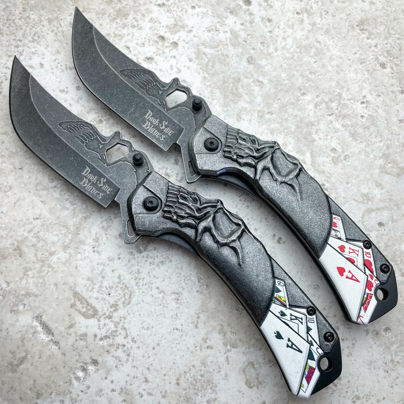 8.4" Dark Side Blades Royal Flush Spring Assisted Open Folding Pocket Knife - BLADE ADDICT