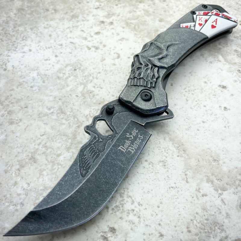 8.4" Dark Side Blades Royal Flush Spring Assisted Open Folding Pocket Knife Red - BLADE ADDICT