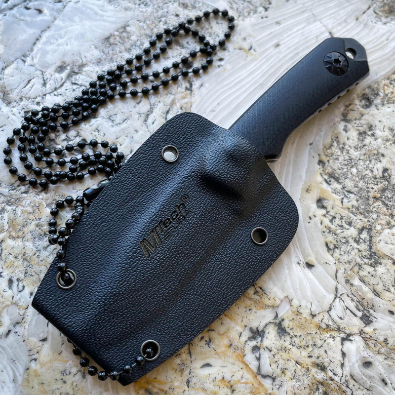 4.75" M-TECH Military Tactical Fixed Blade Combat Neck Knife w/ Chained Sheath - BLADE ADDICT