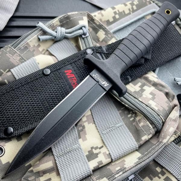9" Double Edge Military Boot Knife Tactical Throwing Dagger Fixed Blade w/ Case - BLADE ADDICT