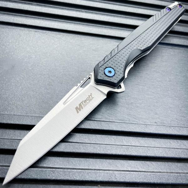 8" M-Tech Everyday Carry Sharp Spring Assisted Open Folding Pocket Knife Blade Blue - BLADE ADDICT
