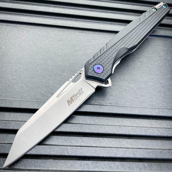 8" M-Tech Everyday Carry Sharp Spring Assisted Open Folding Pocket Knife Blade Rainbow - BLADE ADDICT