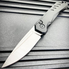Clip Point Military Switch Blade Pocket Knife Black - BLADE ADDICT